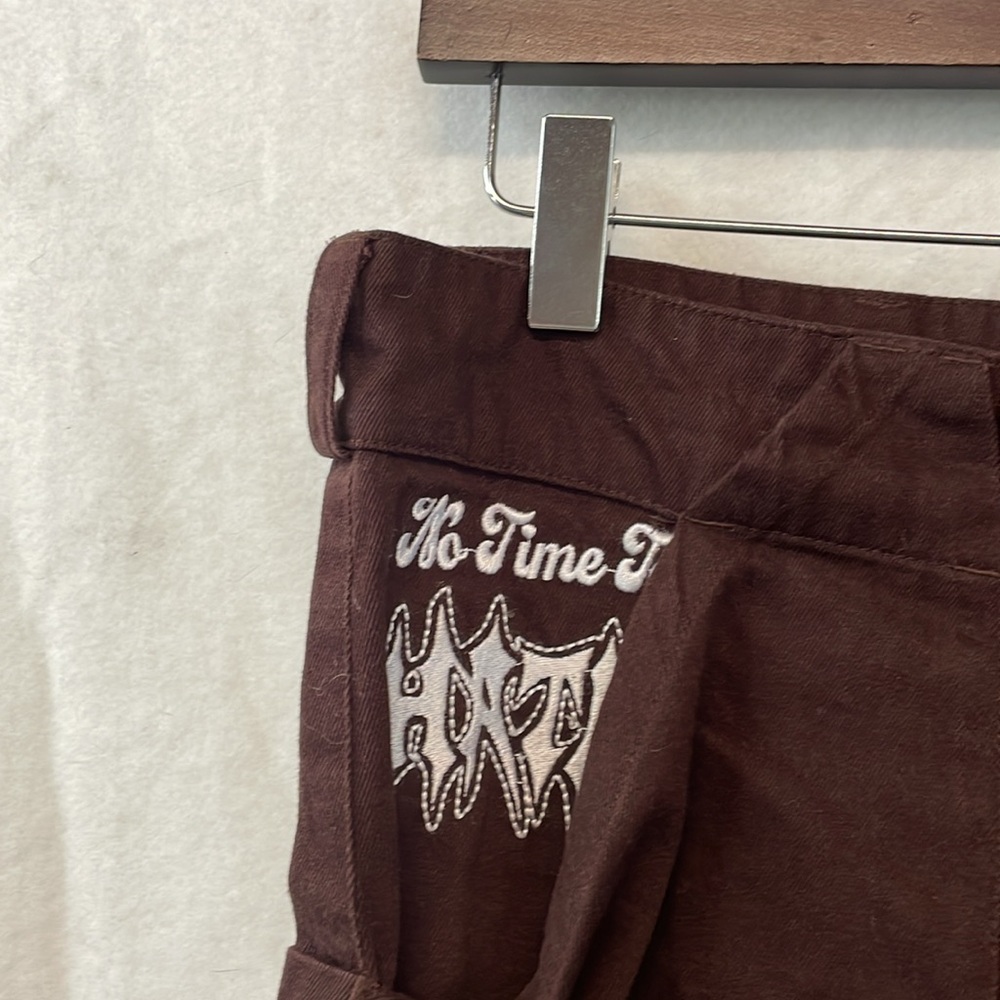 Jungles Jungles Mens Sz 30 Grazie Cotton Pants Brown Embroidered Relaxed - Picture 3 of 13